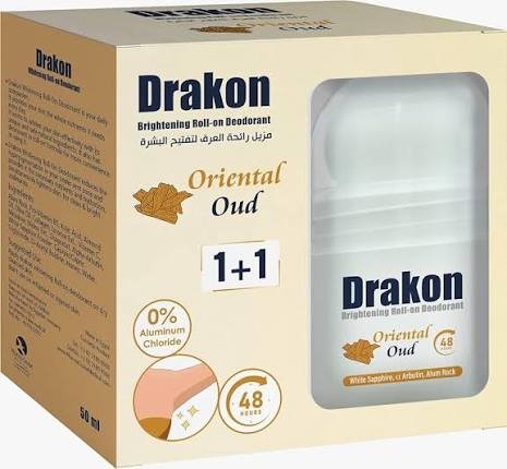 Drakon Whitening Roll-On 50 ml Arabic Oud (1+1) - دارکون رول أون مفتح 50 مل عود عربي (1+1)