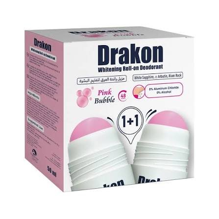 DrakonWhitening Roll-On 50 ml Pink Bubble + Passion Pink (1+1) - دارکون رول أون مفتح 50 مل بينك بابل + باشون بينك (1+1)