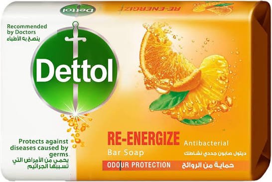 Dettol Soap Re-Energize Orange 85 g (Pack of 4) - ديتول صابون جدد نشاطك برتقالي 85 جرام (4 قطع)
