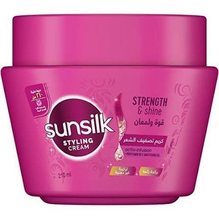 Sunsilk Styling Cream Hair Strength & Shine Pink 210 ml - صانسيلك كريم تصفيف قوة ولمعان الشعر وردي 210 مل