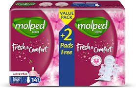Molped Ultra Thin Comfort & Freshness Extra Long 14 Pads x 8 - مولبد ألترا رفيعة راحة وانتعاش اكسترا لونج 14 فوطة × 8