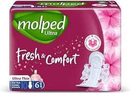 Molped Ultra Thin Single Extra Long 6 Pads - مولبد ألترا رفيع مفرد اكسترا لونج 6 فوط