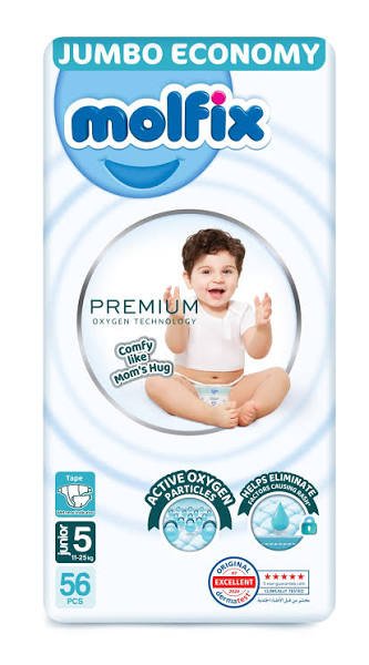 Molfix White Premium Pants Size 5 Junior 56 Pcs - مولفيكس وايت بريميوم بانتس مقاس 5 جونيور 56 قطعة