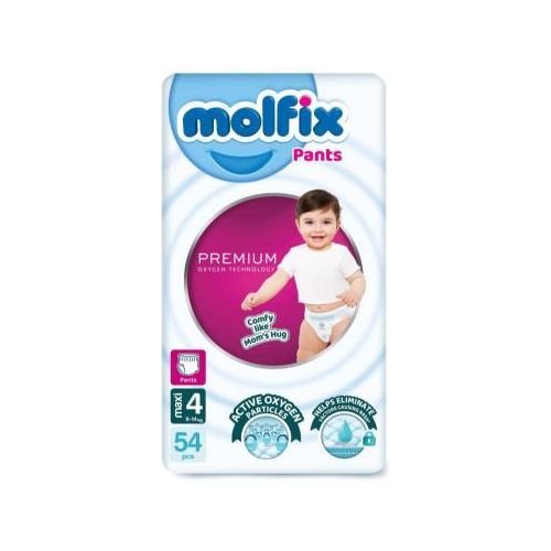 Molfix White Premium Pants Size 4 Large 54 Pcs - مولفيكس وايت بريميوم بانتس مقاس 4 لارج 54 قطعة