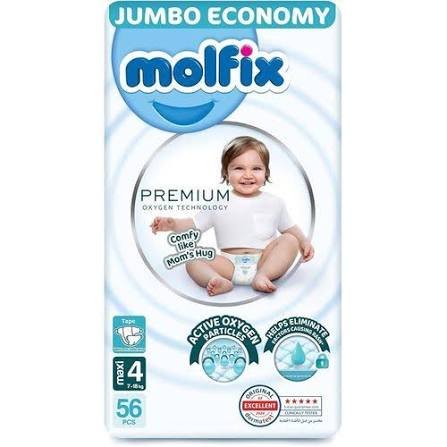 Molfix White Premium Diapers Size 4 Large 56 Pcs - مولفيكس وايت بريميوم حفاضات مقاس 4 لارج 56 قطعة