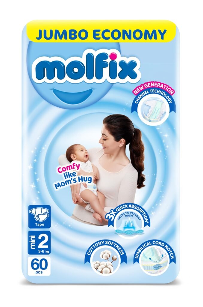 Molfix Diapers Size 2 Bag 60 Pcs - مولفيكس حفاضات مقاس 2 الشنطة 60 قطعة