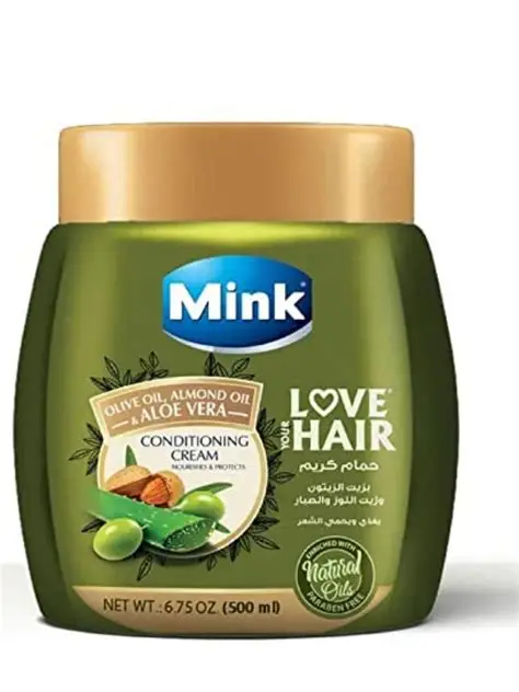 Mink Hair Mask Cream With Olive Oil, Almond Oil & Aloe 400 g - مينك ماسك كريم للشعر بزيت الزيتون وزيت اللوز والصبار 400 جرام