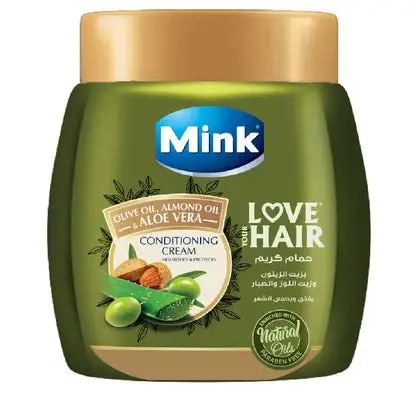 Mink Hair Mask Cream With Olive Oil, Almond Oil & Aloe 800 ml - مينك ماسك كريم للشعر بزيت الزيتون وزيت اللوز والصبار 800 مل
