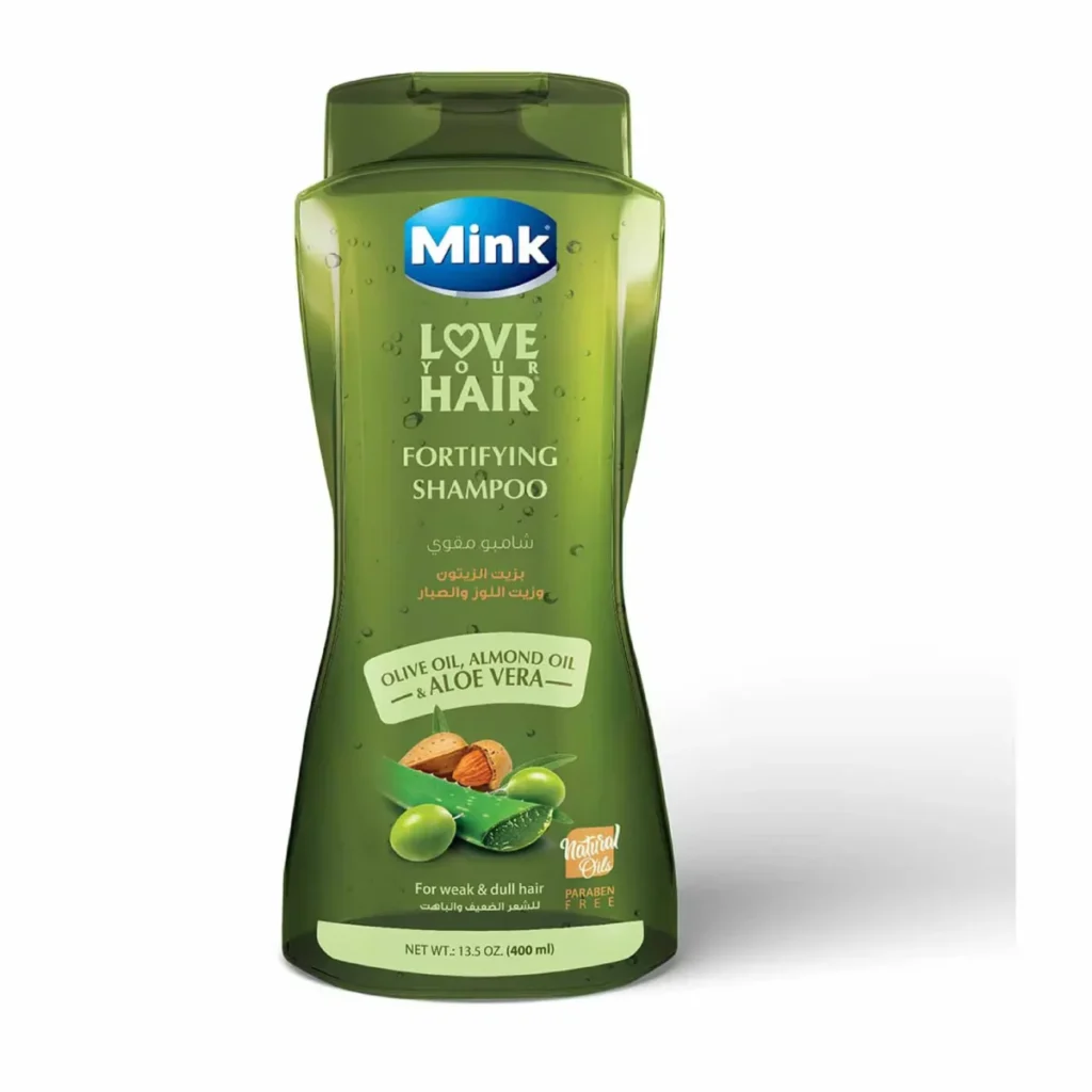 Mink Shampoo With Olive Oil, Almond Oil & Aloe 400 ml - مينك شامبو بزيت الزيتون وزيت اللوز والصبار 400 مل