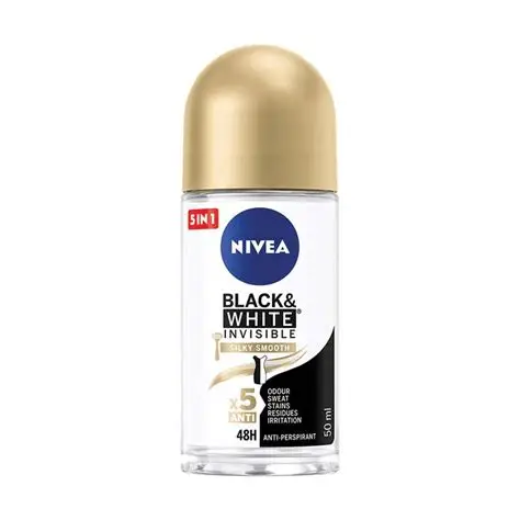 Nivea Women's Roll-On Black & White Smooth 50 ml - نيفيا رول أون للنساء بلاك آند وايت سموث 50 مل