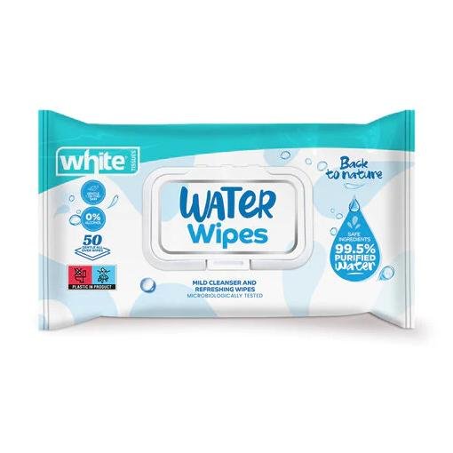 White Water Wipes 50 Wipes x 4 x 12 - وايت واتر وايبس 50 منديل 4×12
